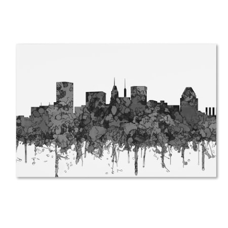 Marlene Watson 'Baltimore Maryland Skyline BW' Canvas Art,22x32